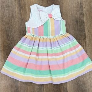 Bonnie Jean,Colorful Striped Kids Dress with Bow